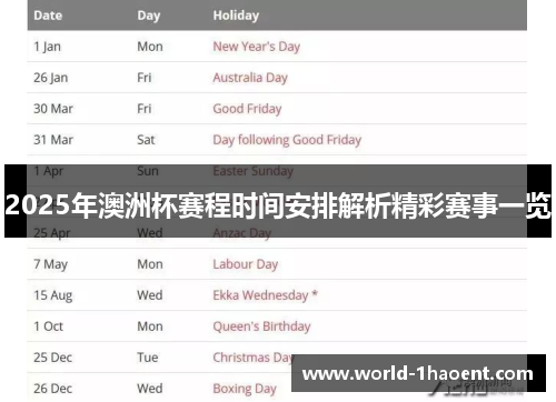 2025年澳洲杯赛程时间安排解析精彩赛事一览 2025年澳洲杯赛程时间安排解析精彩赛事一览